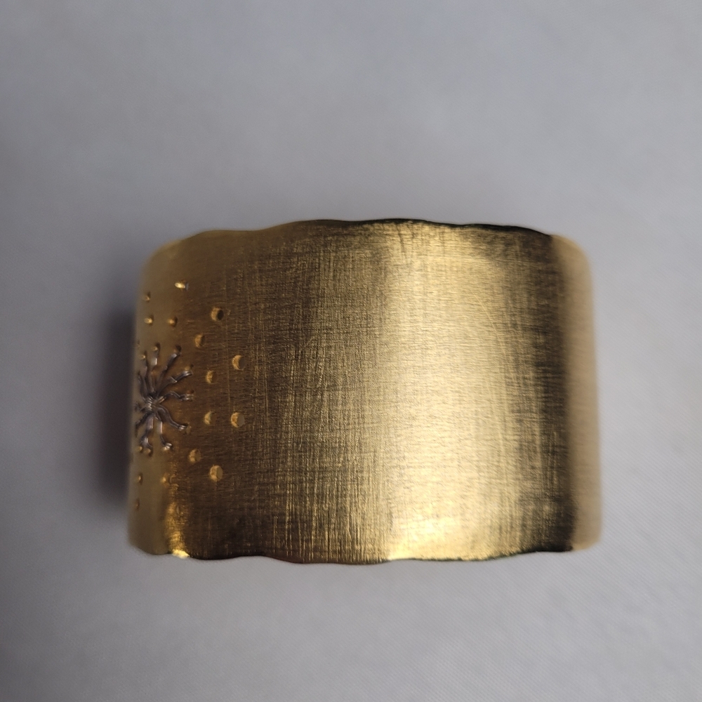 Judith Haas New York Signed Gold Wide Cuff Bracelet Sunburst - Picture 4 of 12